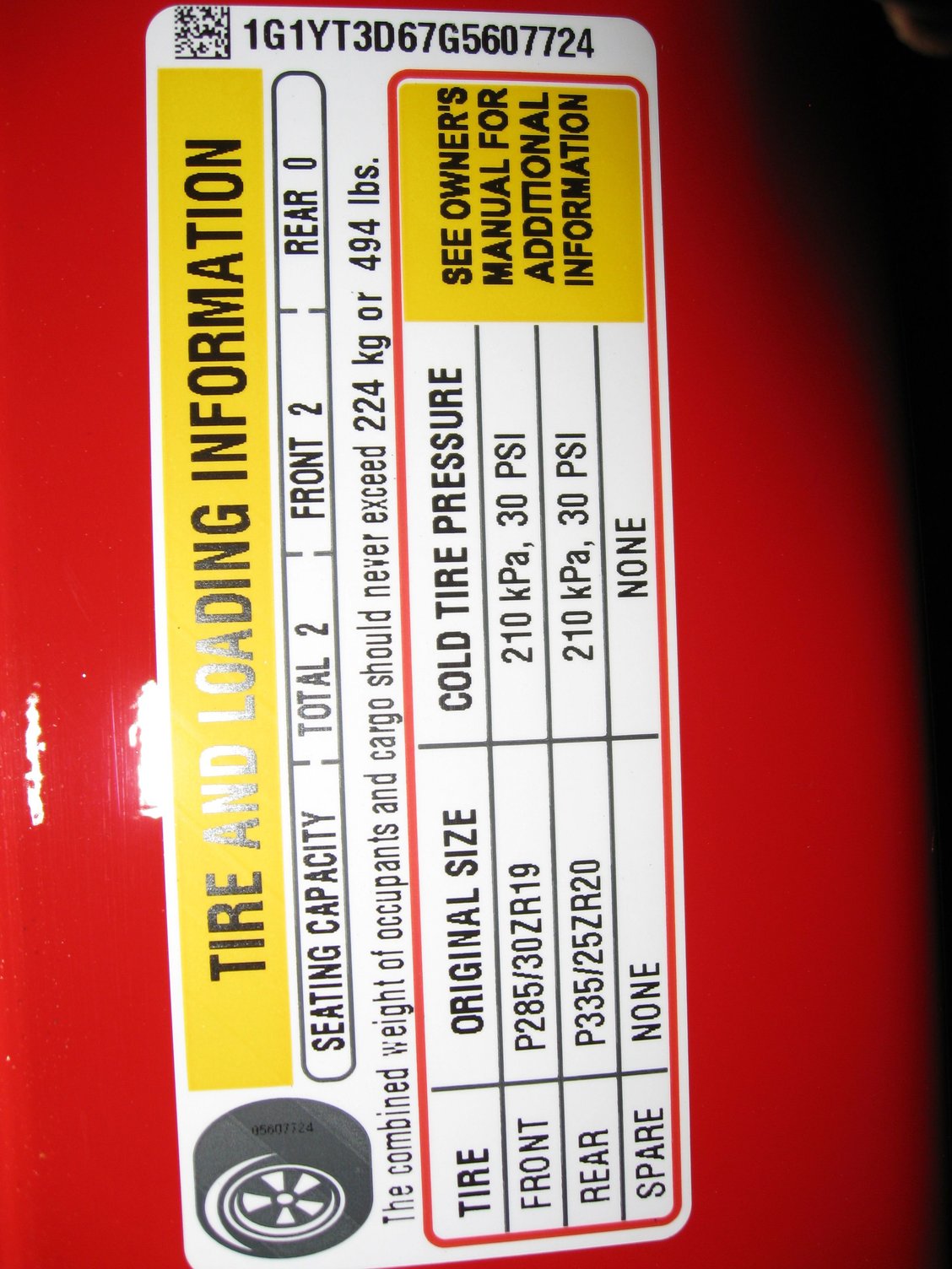 Tire Pressure front & rear? CorvetteForum Chevrolet Corvette