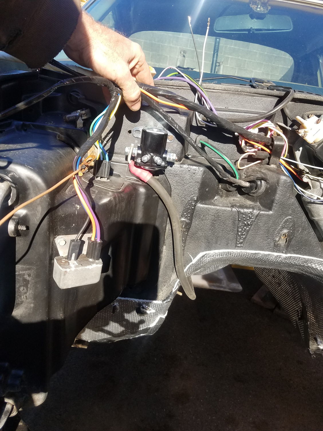 74 engine wire harness, where is starter override connection