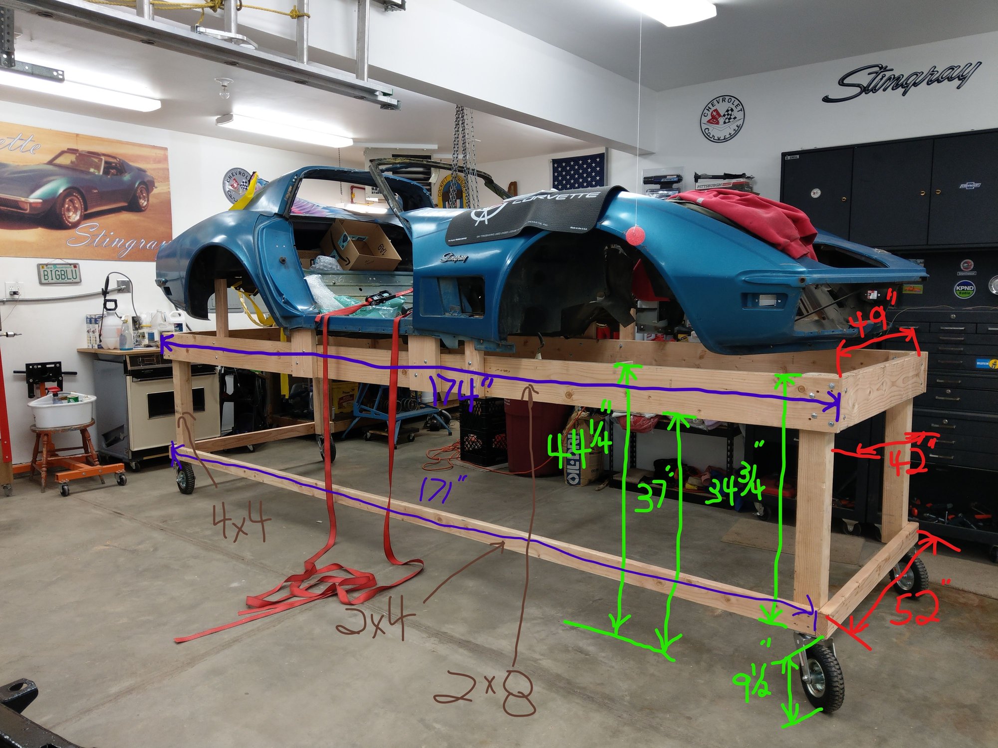 This height allowed body to stored over the chassis with engine & fuel tank.  Be sure you have the needed vertical clearance,