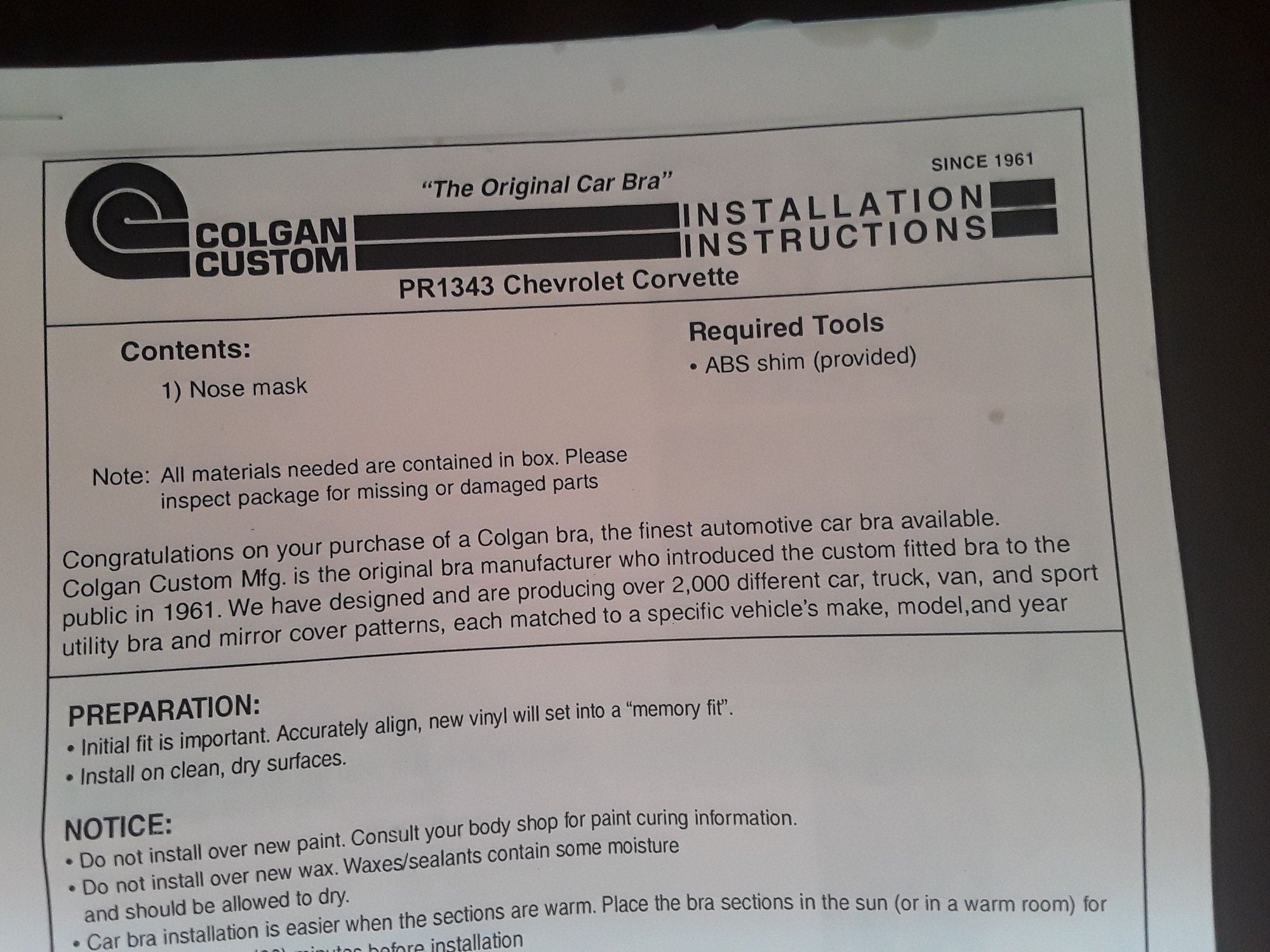 FS (For Sale) Colgan black Nose Mask New in the Box CorvetteForum