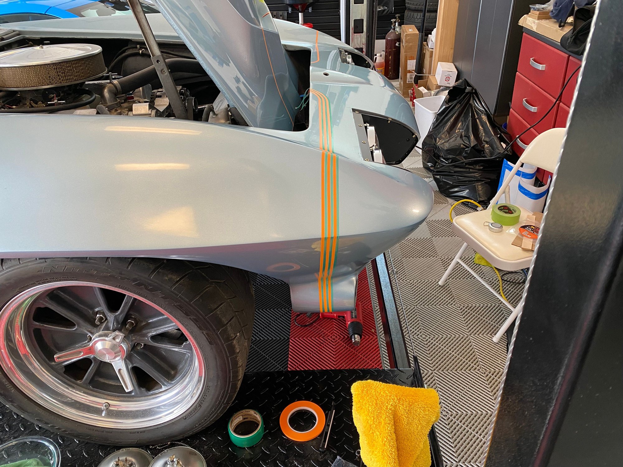 I have the mustache and stripe laid out.