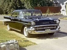 1957 Chevy Bel Air, 2 Dr. HT, 6 cyl. 3 speed on column. Senior year in high school, 1970.