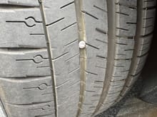 Thought it was a rock, upon further examination, it’s a screw. Tire is holding pressure. 