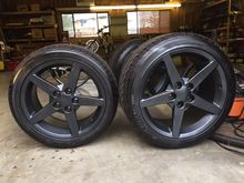 Graphite black covering the original silver finish.