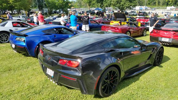 Setting up for parade laps. Me and my buddy's car. 