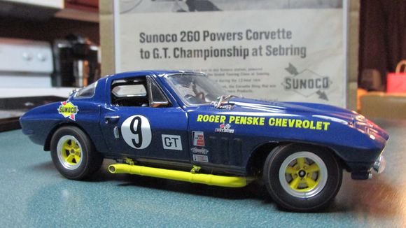 Roger Penske 1966 Corvette Stingray diecast made by Danbury Mint in 1/24 scale.