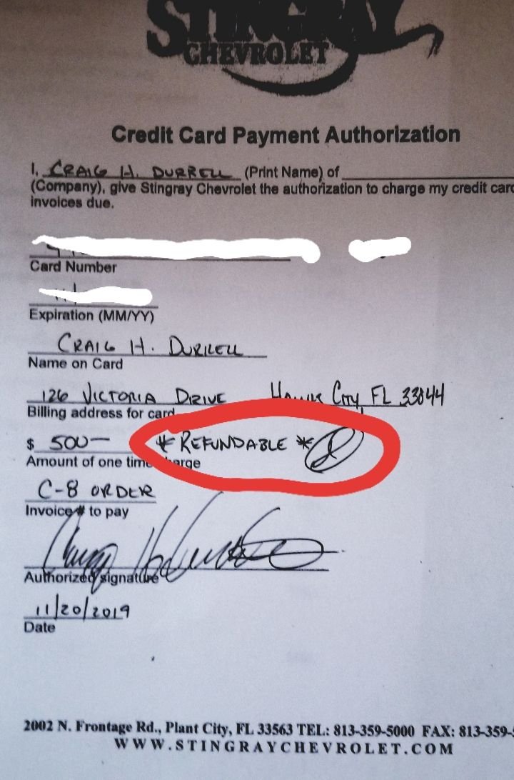 Corvette dealer making deposit refund difficult CorvetteForum Chevrolet Corvette Forum