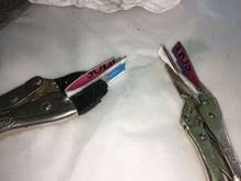 Vice grips with cardboard