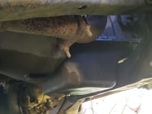 Oil all around under carriage. Couldn't tell where this was coming from. This is under the engine I believe but if it isn't the bottom of the engine block also had a lot of oil on it. I didnt see anywhere it was dripping from. 