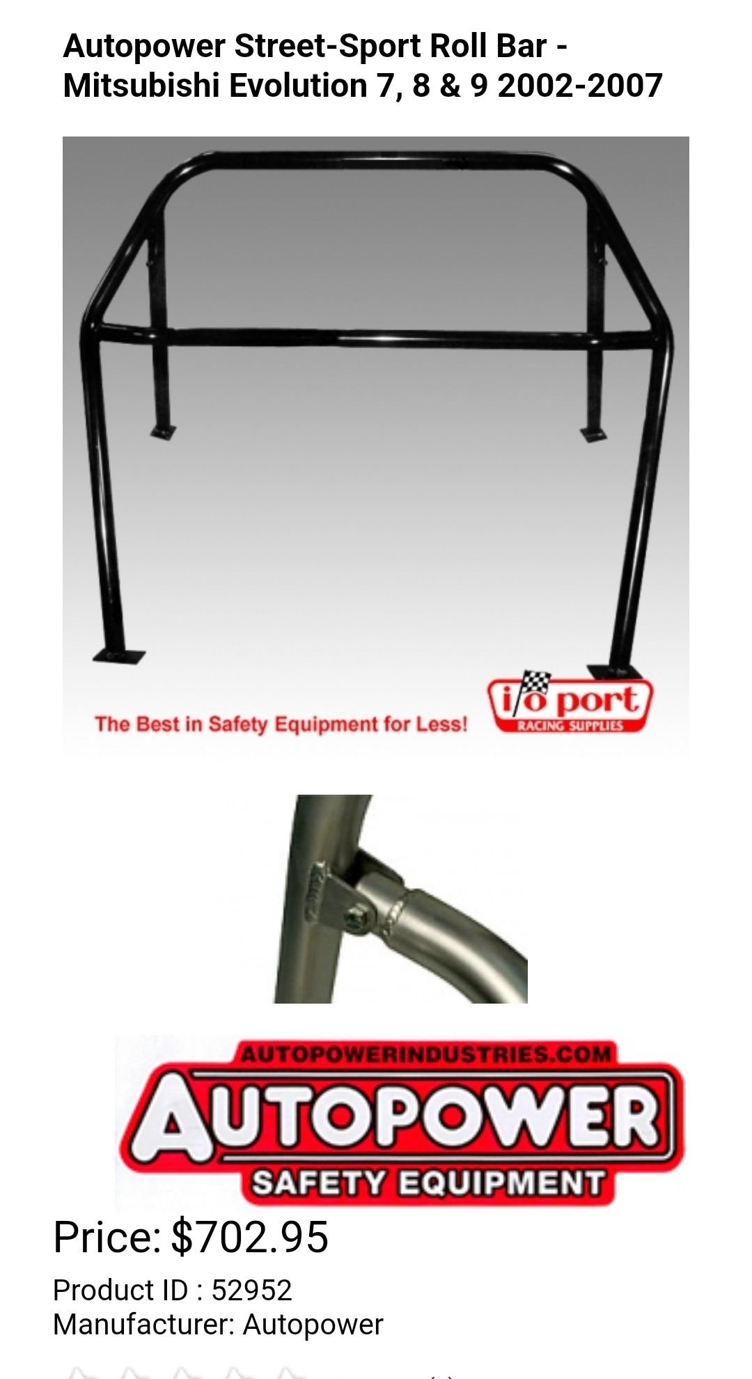 Miscellaneous - WTB: Autopower 52952 bolt-in roll bar for Evo 8/9 - Used - 2003 to 2006 Mitsubishi Lancer Evolution - Lafayette, CO 80026, United States