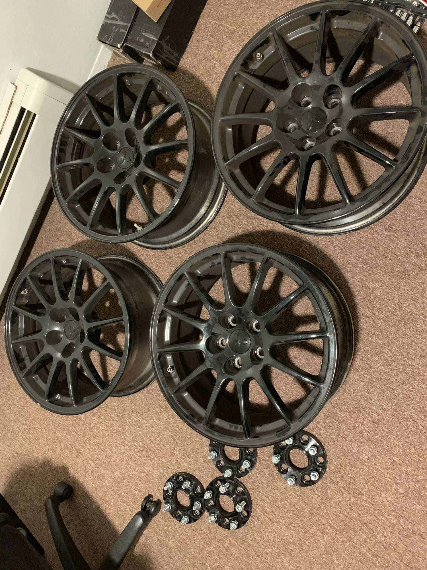 Wheels and Tires/Axles - Black Evo X OEM Wheels and 20mm spacers... - Used - 2008 to 2015 Mitsubishi Lancer Evolution - Lindenhurst, NY 11757, United States