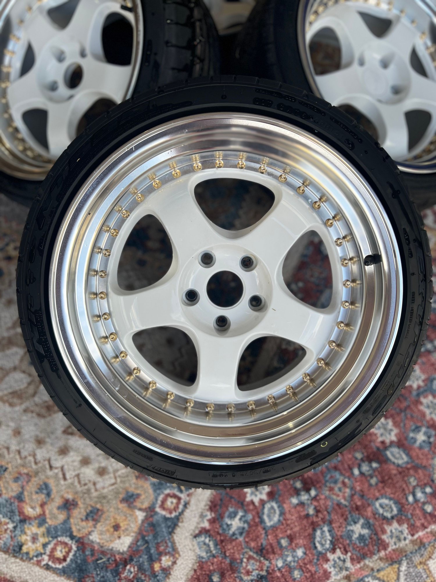 Wheels and Tires/Axles - Varrstoen ES6 (Work Meister Reps) White w/Machined Face Gold Rivets 18x10.5 +22 - Used - 0  All Models - Aubrey, TX 76227, United States