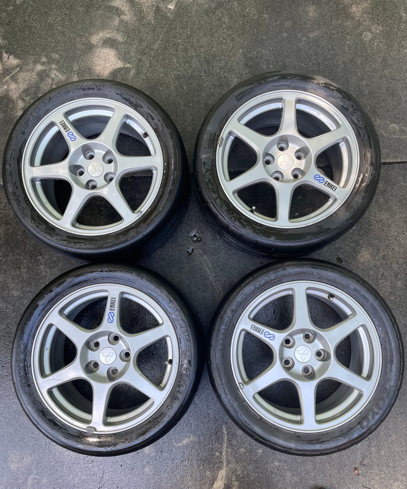 Wheels and Tires/Axles - Evo 8 stock Enkei wheels for sale - Used - 2003 to 2006 Mitsubishi Lancer Evolution - Sheboygan, WI 53020, United States