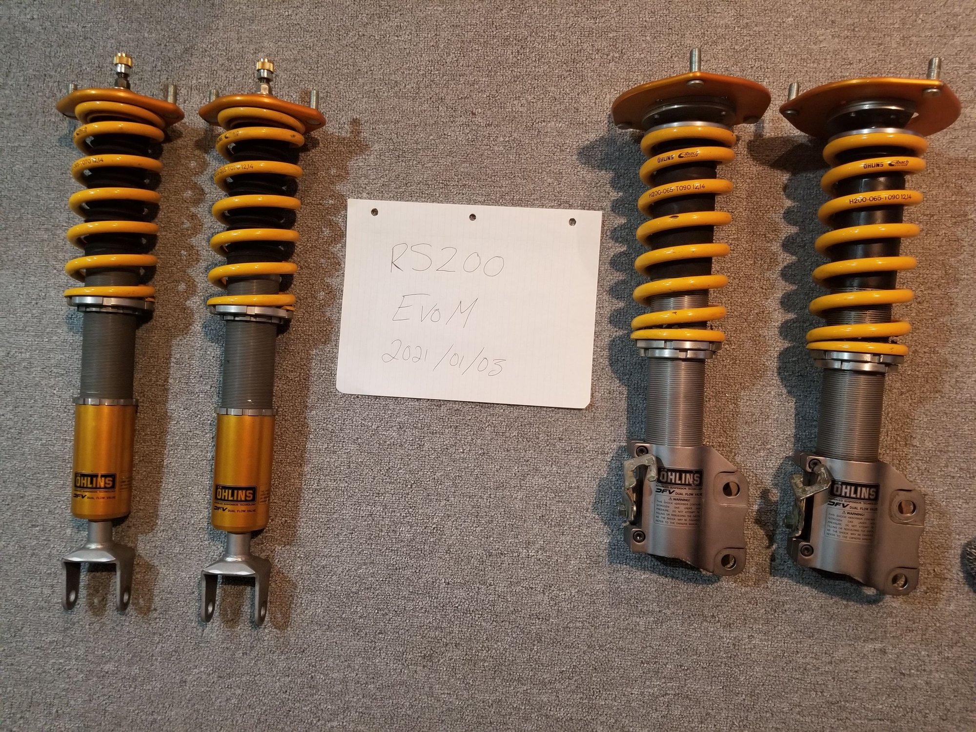 Steering/Suspension - Set of Ohlins DFV coilovers for Evo - Used - 2003 to 2005 Mitsubishi Lancer Evolution - Regina, SK S4R, Canada