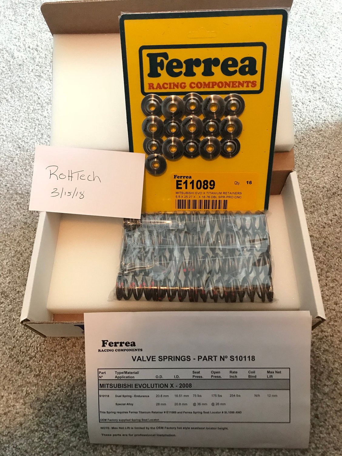 Engine - Intake/Fuel - Ferrea dual valve springs & TI retainers - New - 2008 to 2018 Mitsubishi Lancer Evolution - Deltona, FL 32725, United States