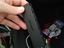 4 port low profile USB hub.  I used 1 port for the UEGO Wideband, 1 for Tactrix, 1 to power the video converter and ran a usb extension up to the glove box for thumb drives and other external items.