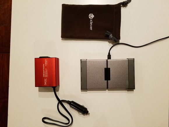 Power inverter, keyboard carrying case, folded bluetooth keyboard