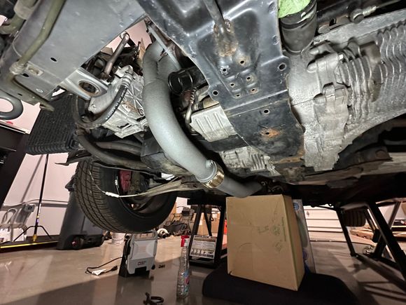 Downpipe connected to turbo
