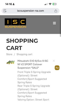 I’m getting these with S rating street racing spring 
