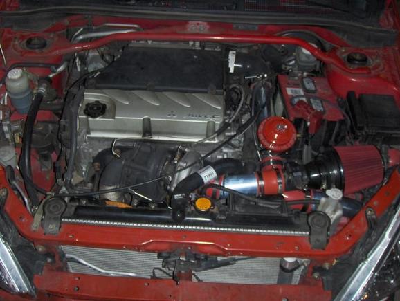 finished product! re-located battery, intercooler piping all ran, pyrometer installed, bypass valve in and no space for anything more.