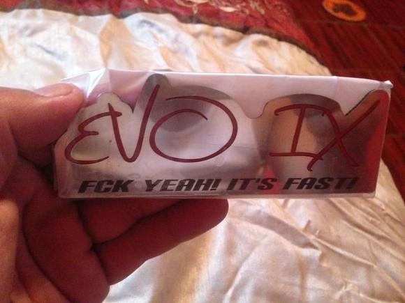 Custom Evo 9 badge, mirror stainless