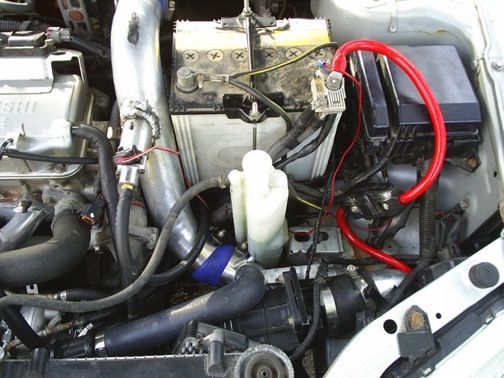 old setup with evo battery tray and ic pipes