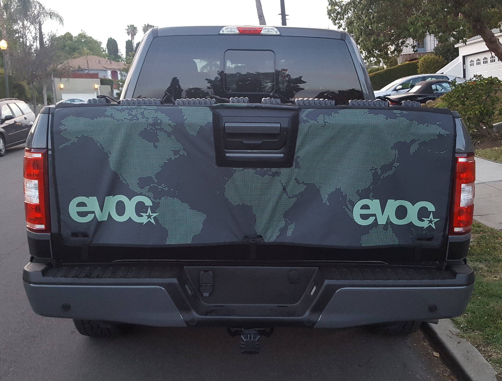 Black Evoc Tailgate Pad DUO for Pickup Truck to Transport Bikes