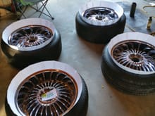 Outlined the tires with index cards to stop any spray over. Saw this idea on you tube.