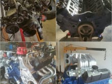 Stock 351W Roller motor out of a 95 Bronco. Sent out to have built, Bored .030 over KB Hyper Pistons, Comp Cams Roller cam, hardened push rods, ported GT40 III bar heads, ported stock upper and lower intake. Sent the intake and brackets to be Ceramic coated.