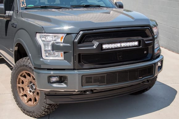 Baja Designs ONX6 LED Light Bar paired with Caliber9 Upper Grille for 2015-2017 F-150's!