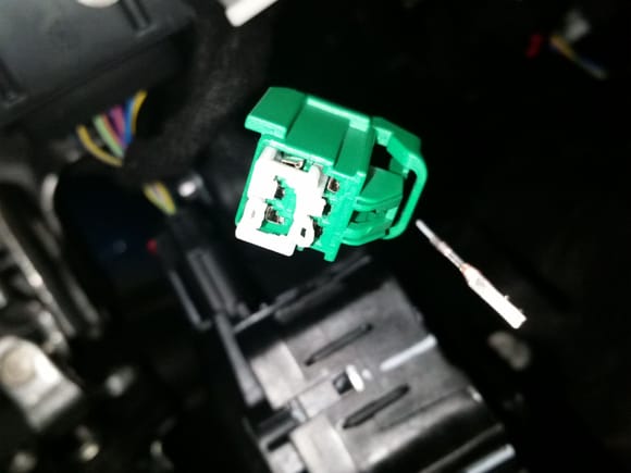 Green plug with the white insert pulled out.