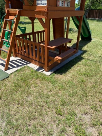 Put them under the swings to make weeding easier & not beat up the swings. 