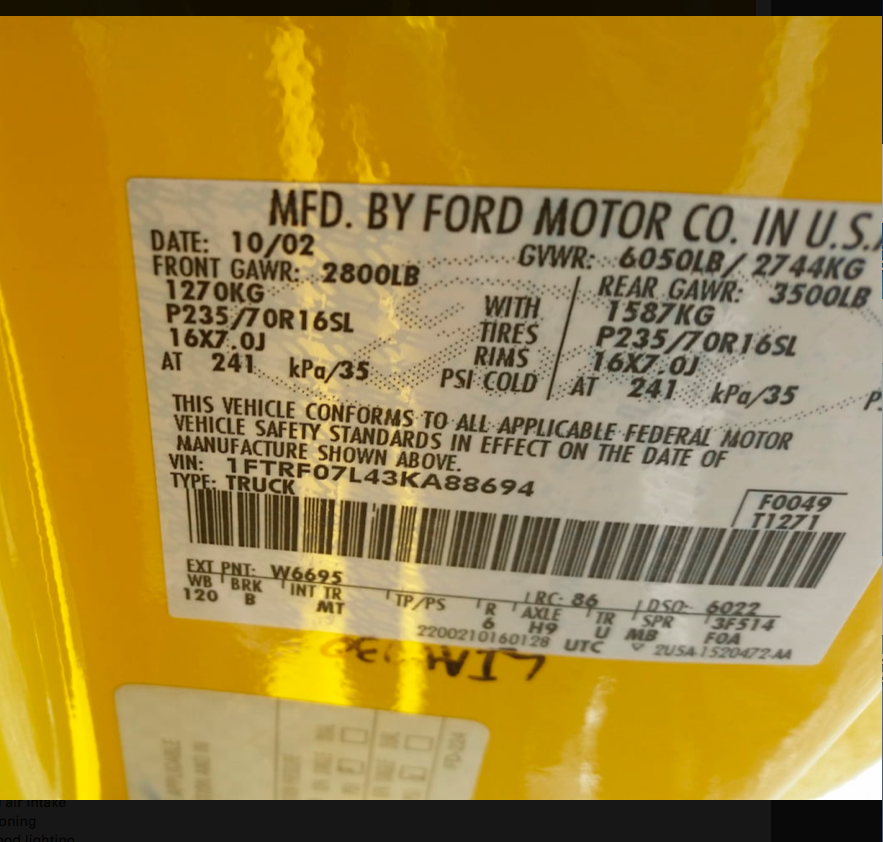 Paint code mystery Ford F150 Forum Community of Ford Truck Fans