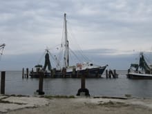 Shrimpers docked on the back bay side of Grand Isle.