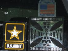 Decals rear window passenger's side.