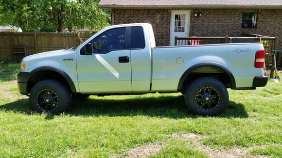 Found this 2008 one owner regular cab at a local dealership for $5200 spent another $1700 on tires Wheels fender flares tint a leveling kit in a aftermarket Grill.. just showing you it doesn't take a lot of money to make your truck look a lot better.