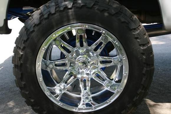 20x12 Chrome Fuel Hostages wrapped in 35x12.5 Toyo Open Country