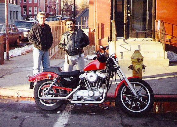 Old sporty w/ softail fender and lowrider shocks