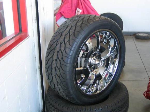 Detail of tire installed on American Racing &quot;Magnet&quot; rim.