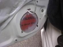 had to make room for the beefy 6.75" woofers. Cut and painted to prevent rust