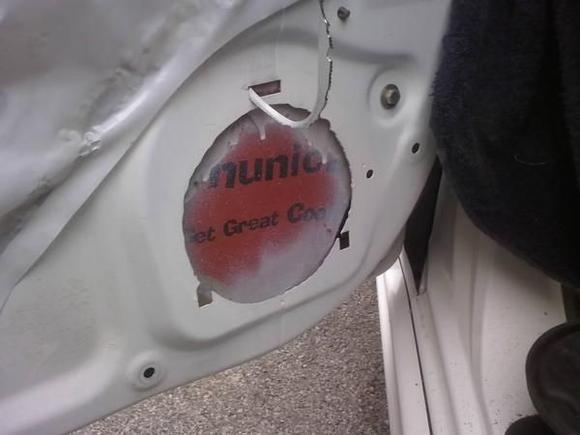 had to make room for the beefy 6.75" woofers. Cut and painted to prevent rust
