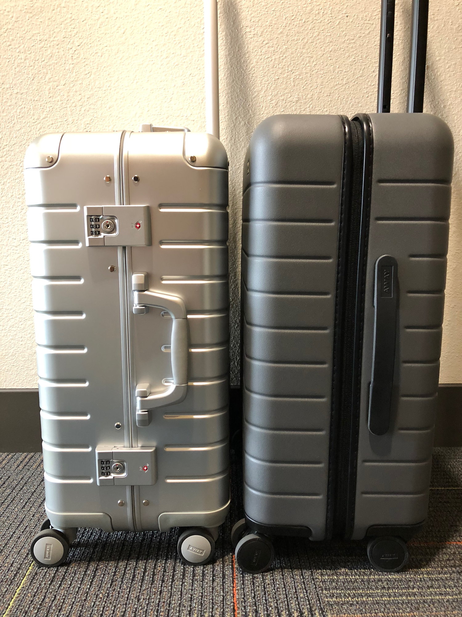 away luggage silver