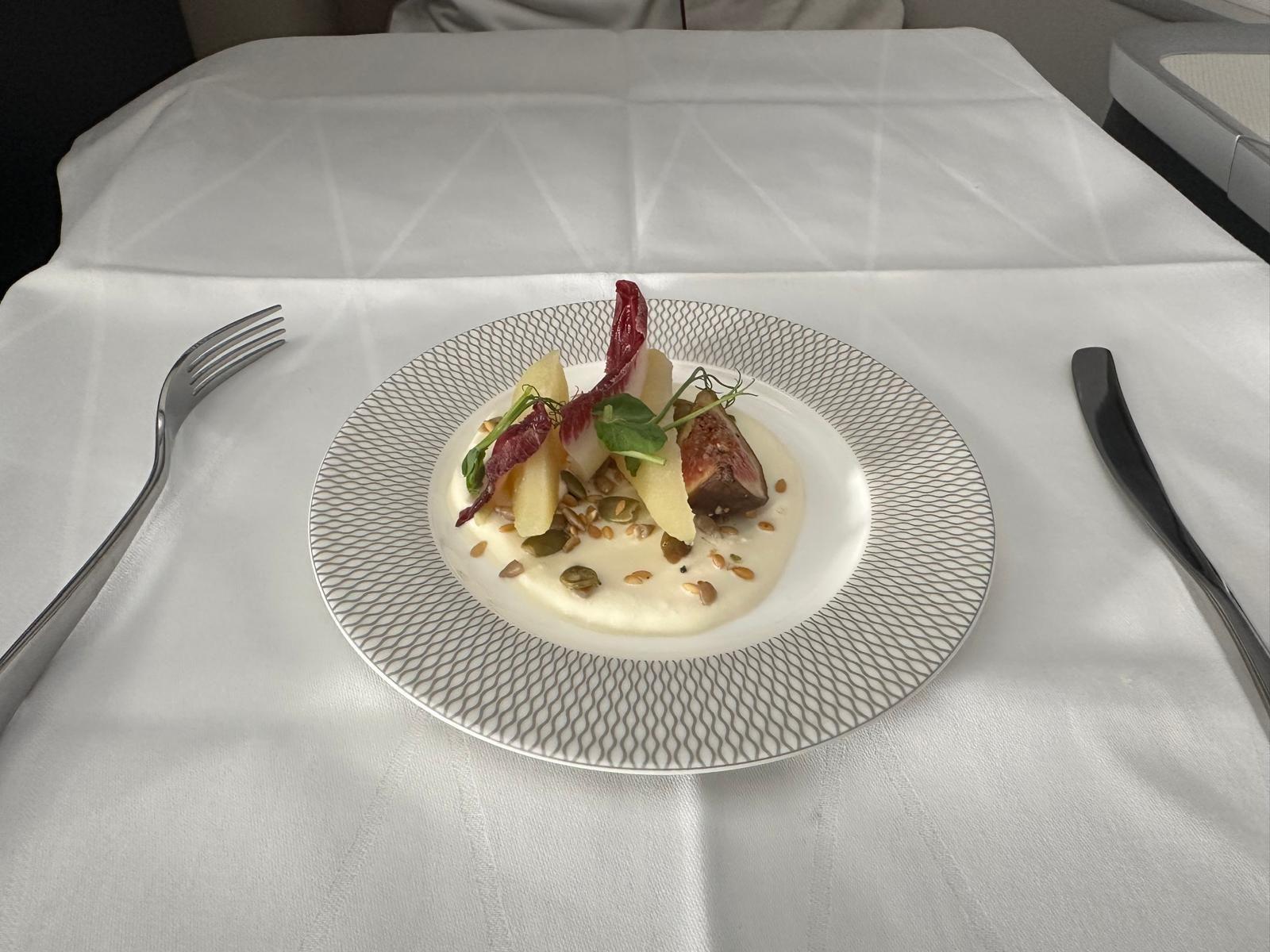 Pear, goat's cheese and fig. Very nice.