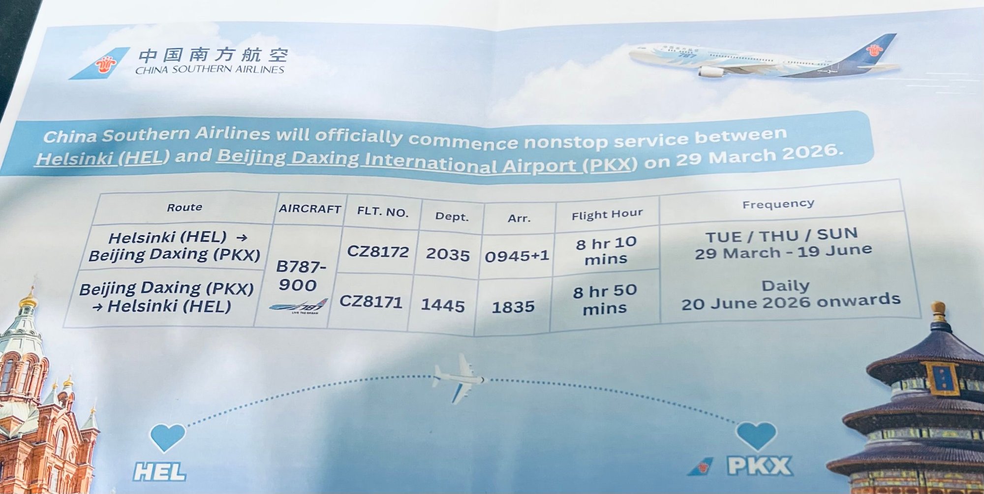 CZ PKX-HEL timetable 