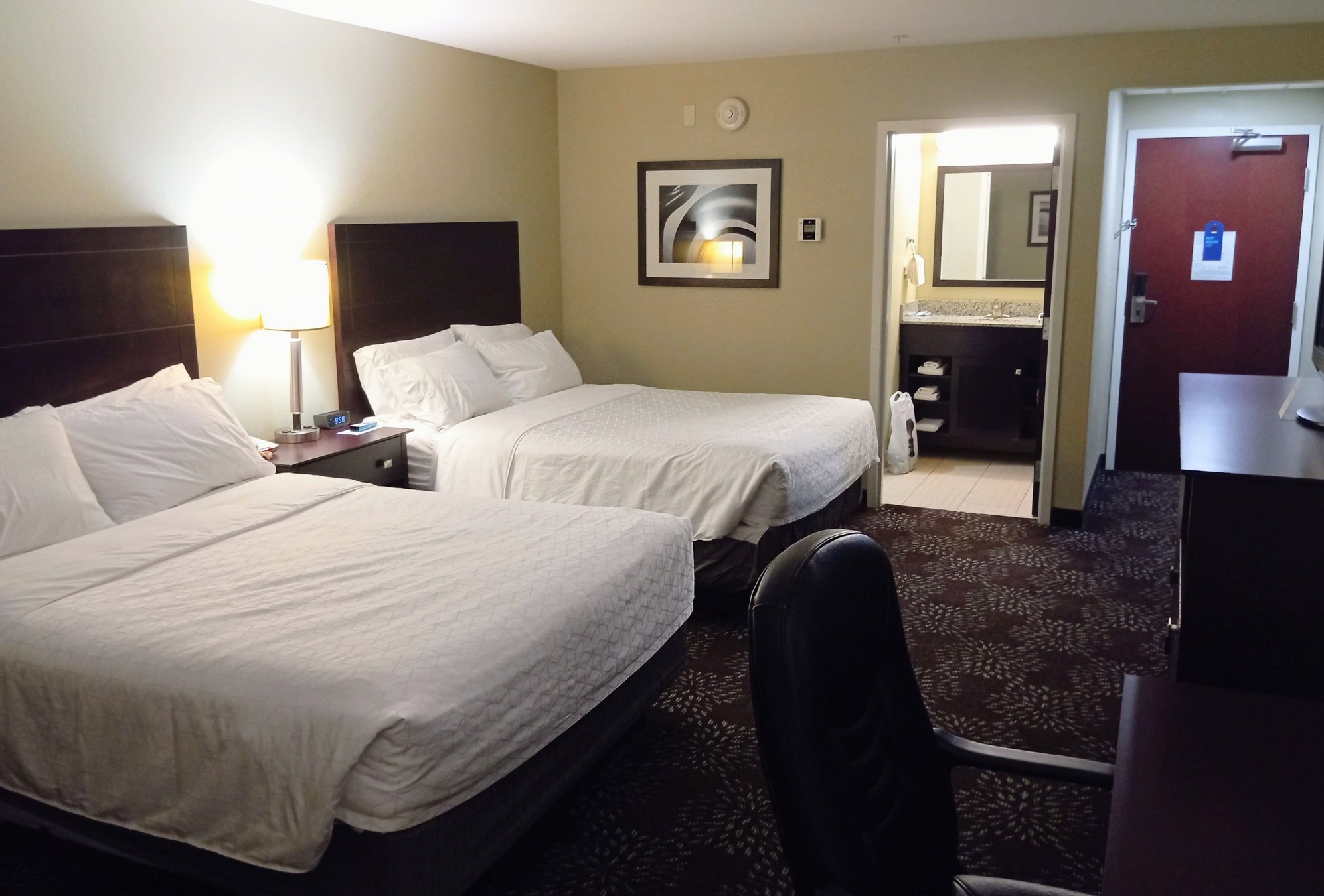 The same room, looking back to the bathroom area (slightly different design) and main door 