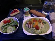 Salad with chicken. Chicken was very good as well as the little slice of cheesecake 