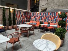 Outdoor space behind lobby