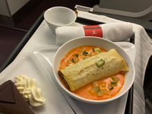The cannelloni was great. Note real cup for coffee but still just one knife. 