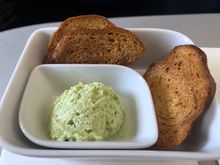 Pea ricotta pesto dip with crostini