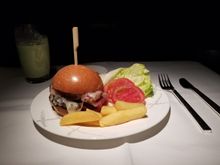Burger with fries - the tastiest meal on this flight